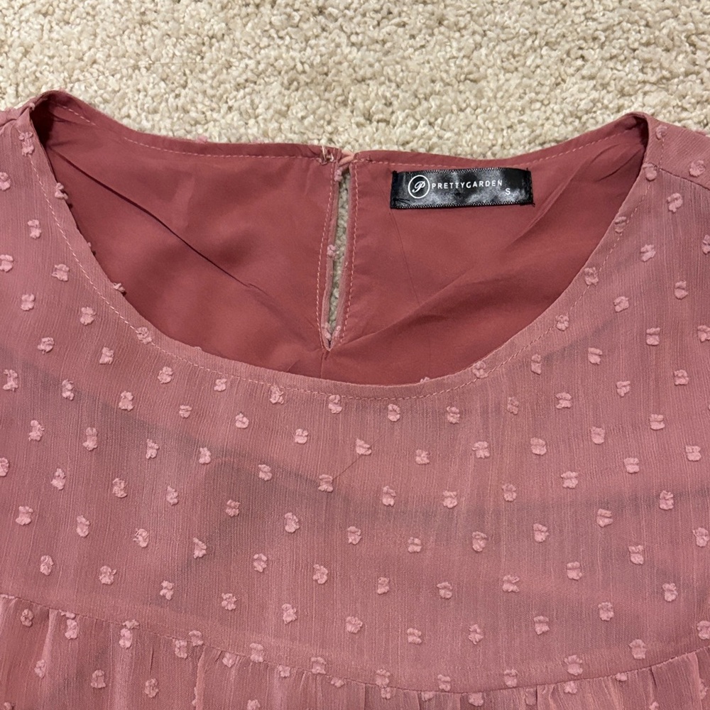 Women's Pink Ruffled Blouse - Picture 3 of 3